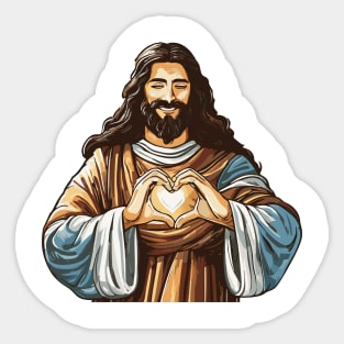 Jesus Christ making a heart with his hands Sticker